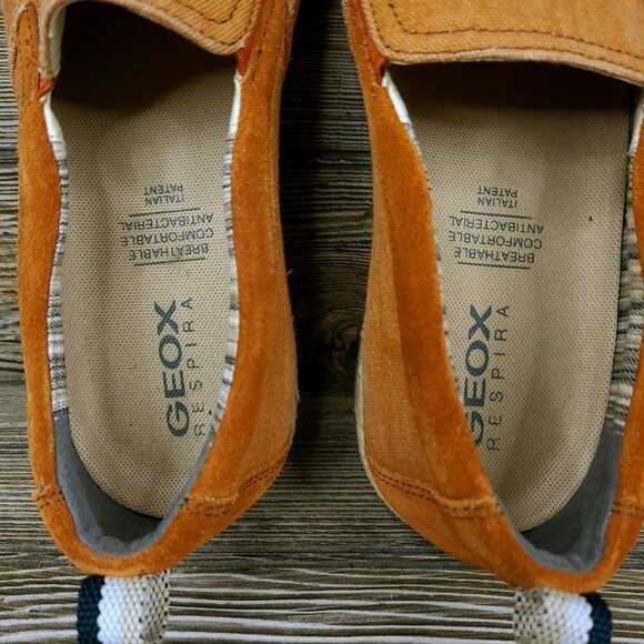 Geox Respira Burnt Orange Suede/Canvas Slip-Ons W/ Rope Midsoles Men\'s Size 9 main image 4